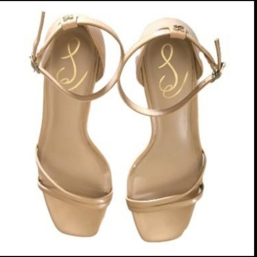 Sam Edelman Kitten Heel Beige Blush Tan Peonie Square Toe High Heel Shoe Women 9 - Picture 4 of 11